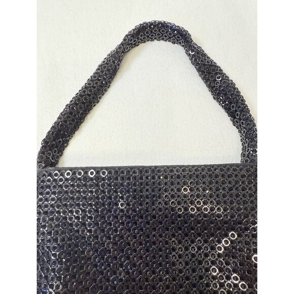 Jessica McClintock Black Sequin Evening Purse /Handbag - Picture 3 of 7
